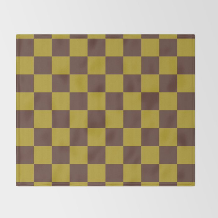Chocolate x Yellow Chartreuse Mixed Checker Throw Blanket Gallery Image 2