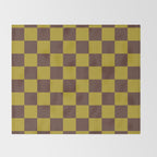 Chocolate x Yellow Chartreuse Mixed Checker Throw Blanket Gallery Image 2