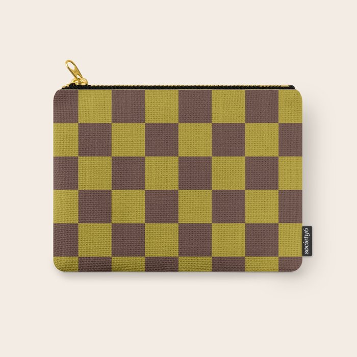 Chocolate x Yellow Chartreuse Mixed Checker Carry All Pouch Gallery Image 1