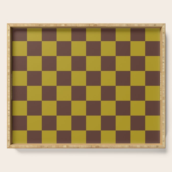Chocolate x Yellow Chartreuse Mixed Checker Serving Tray Gallery Image 1