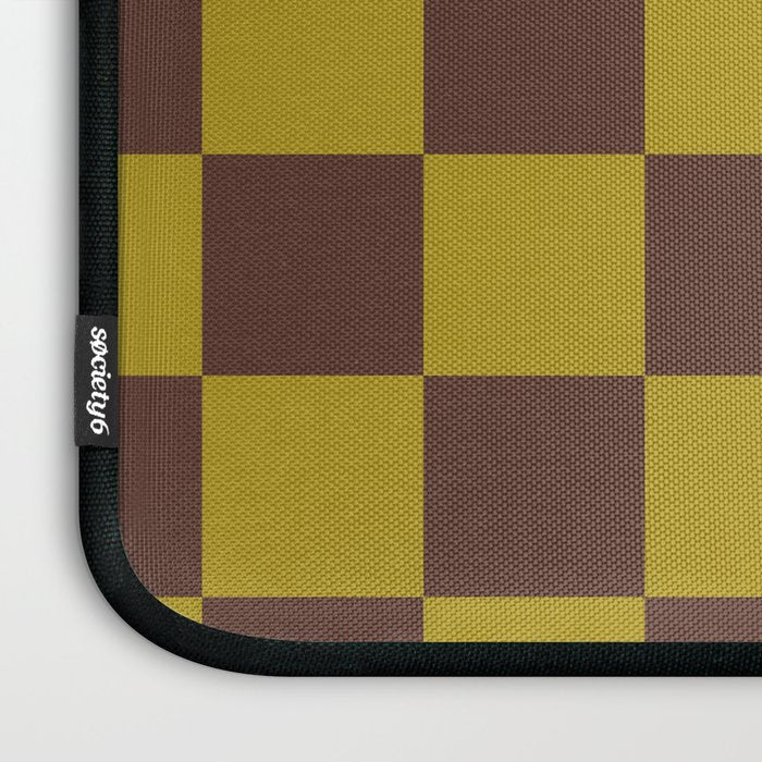 Chocolate x Yellow Chartreuse Mixed Checker Laptop Sleeve Gallery Image 3