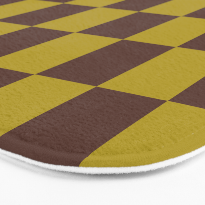 Chocolate x Yellow Chartreuse Mixed Checker Bath Mat Gallery Image 3