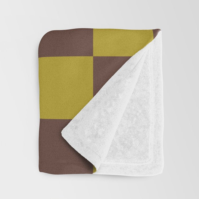Chocolate x Yellow Chartreuse Mixed Checker Throw Blanket Gallery Image 3