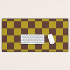Chocolate x Yellow Chartreuse Mixed Checker Desk Mat Gallery Image 1
