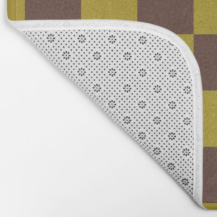 Chocolate x Yellow Chartreuse Mixed Checker Bath Mat Gallery Image 2