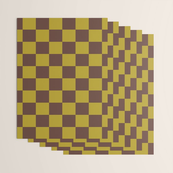 Chocolate x Yellow Chartreuse Mixed Checker Wrapping Paper Gallery Image 3