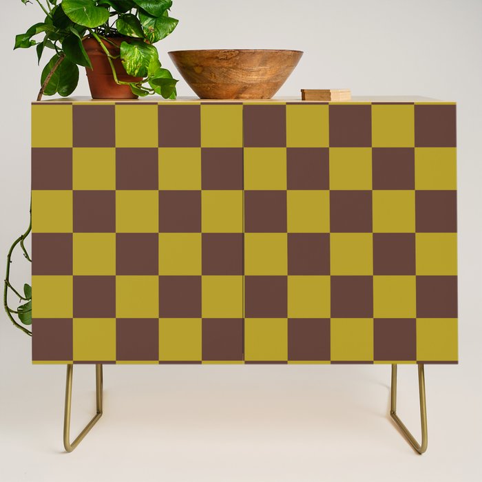 Chocolate x Yellow Chartreuse Mixed Checker Credenza Gallery Image 1
