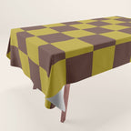 Chocolate x Yellow Chartreuse Mixed Checker Tablecloth Gallery Image 1