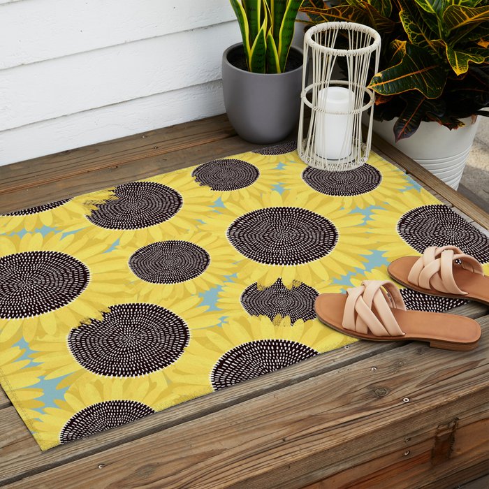 Sunflower and summer Outdoor Rug Gallery Image 2