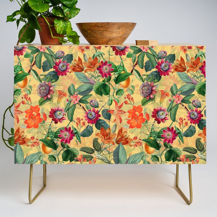Exotic Sunny Vintage Passionflower Garden Credenza Gallery Image 1
