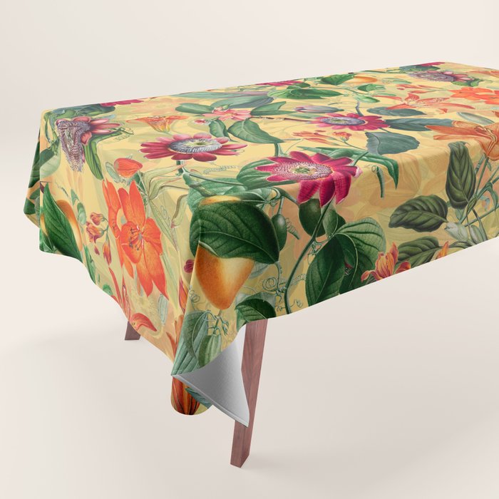 Exotic Sunny Vintage Passionflower Garden Tablecloth Gallery Image 1