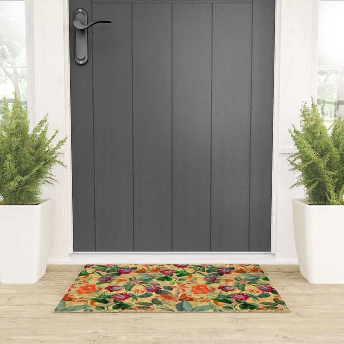Exotic Sunny Vintage Passionflower Garden Welcome Mat Gallery Image 3