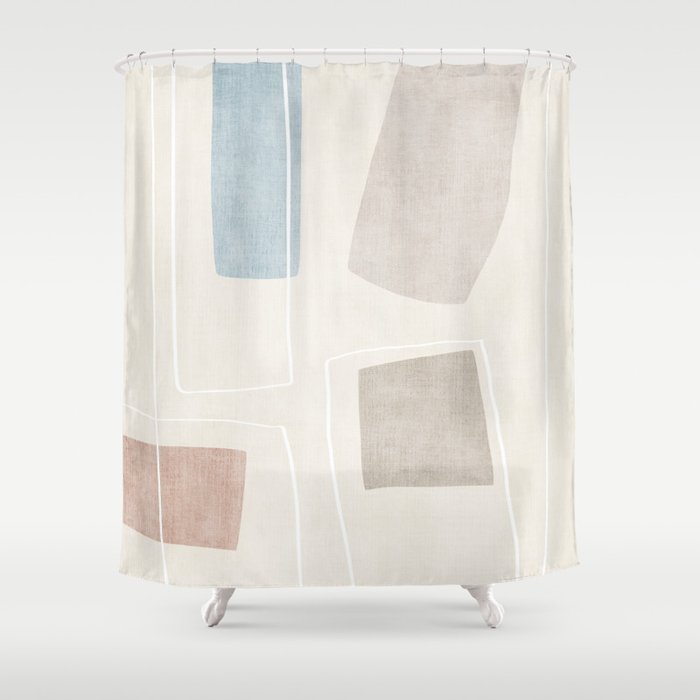 Neutral Minimalist Abstract Artwork Shower Curtain Gallery Image 1
