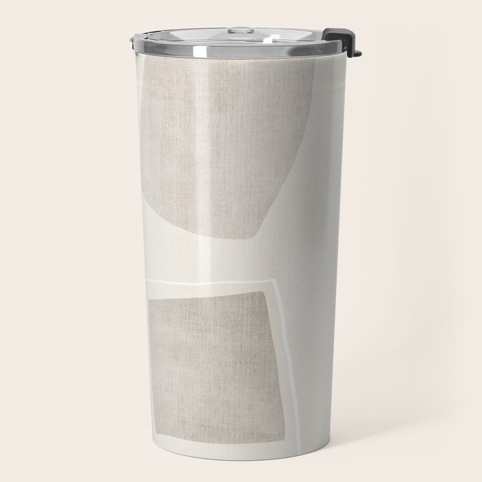 Neutral Minimalist Abstract Artwork Travel Mug Gallery Image 2