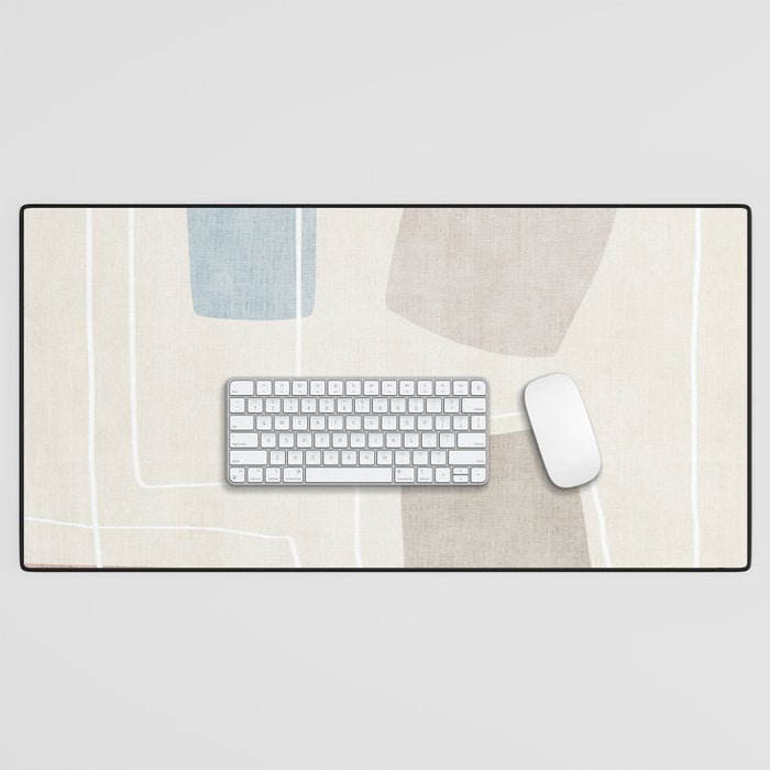 Neutral Minimalist Abstract Artwork Desk Mat Gallery Image 1