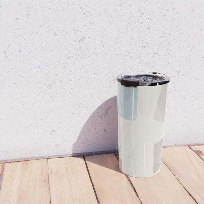 Neutral Minimalist Abstract Artwork Travel Mug Gallery Image 4