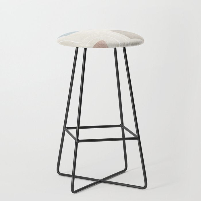 Neutral Minimalist Abstract Artwork Stool Gallery Image 1