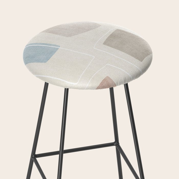 Neutral Minimalist Abstract Artwork Stool Gallery Image 2