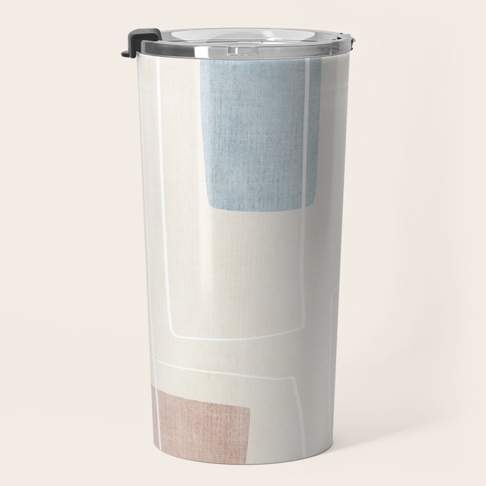 Neutral Minimalist Abstract Artwork Travel Mug Gallery Image 3