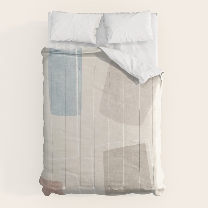 Neutral Minimalist Abstract Artwork Comforter Gallery Image 1