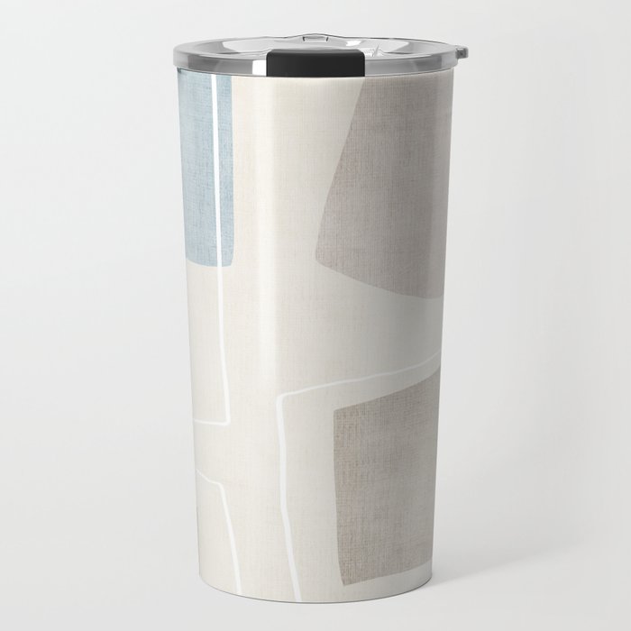 Neutral Minimalist Abstract Artwork Travel Mug Gallery Image 1