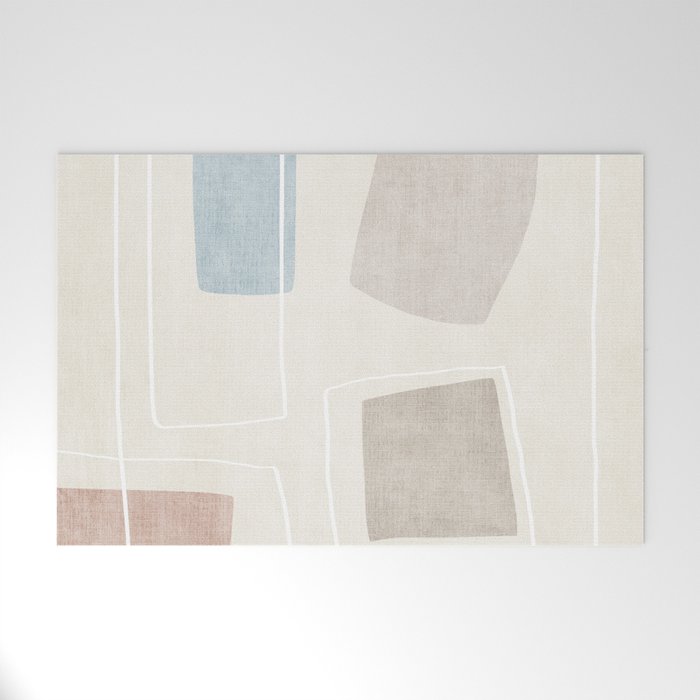 Neutral Minimalist Abstract Artwork Welcome Mat Gallery Image 1