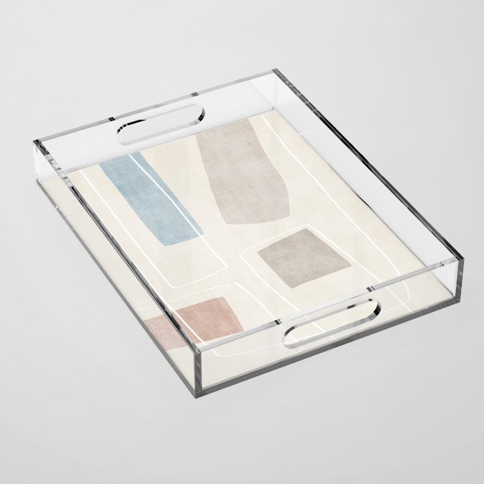 Neutral Minimalist Abstract Artwork Acrylic Tray Gallery Image 1