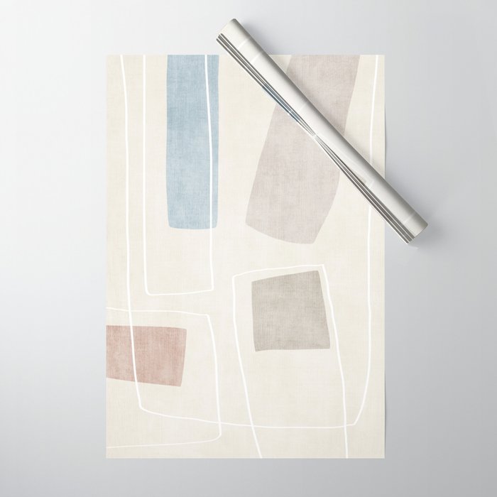 Neutral Minimalist Abstract Artwork Wrapping Paper Gallery Image 1