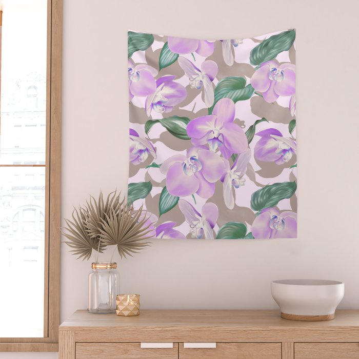 Lovely lilac exotic flowers L Wall Tapestry Gallery Image 2