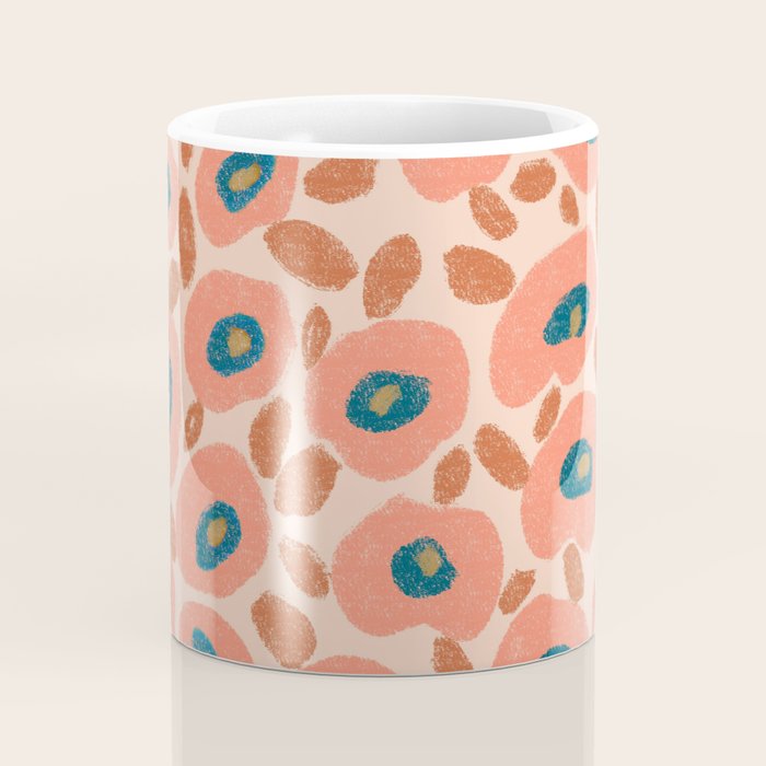 Textured Bold Flower - Peach Coffee Mug Gallery Image 4