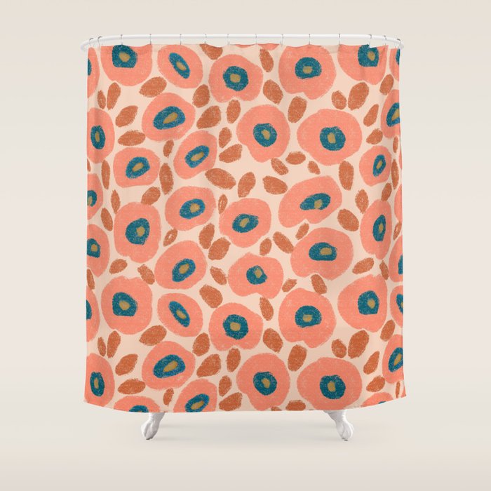 Textured Bold Flower - Peach Shower Curtain Gallery Image 1