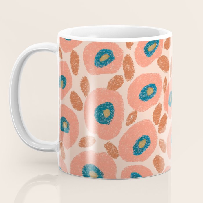 Textured Bold Flower - Peach Coffee Mug Gallery Image 3