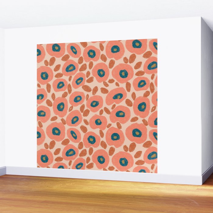 Textured Bold Flower - Peach Wall Mural Gallery Image 2