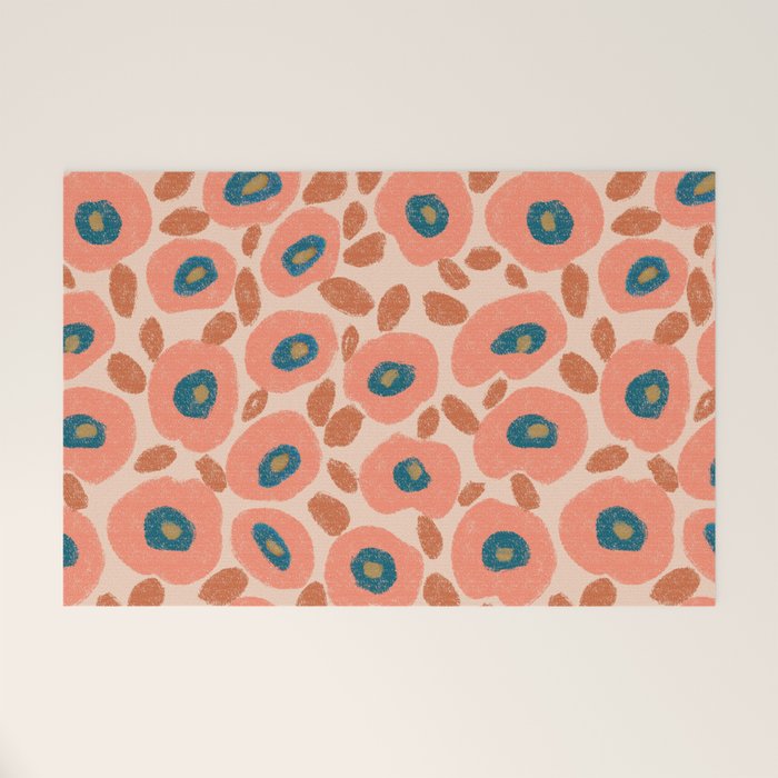 Textured Bold Flower - Peach Welcome Mat Gallery Image 1