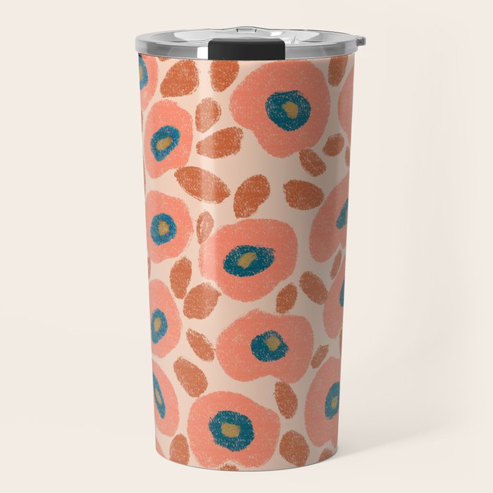 Textured Bold Flower - Peach Travel Mug Gallery Image 1