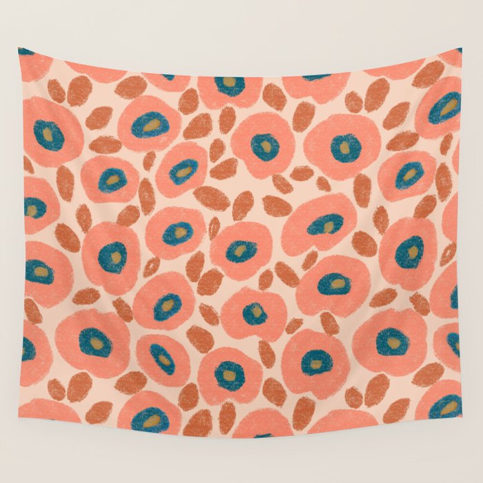 Textured Bold Flower - Peach Wall Tapestry Gallery Image 1