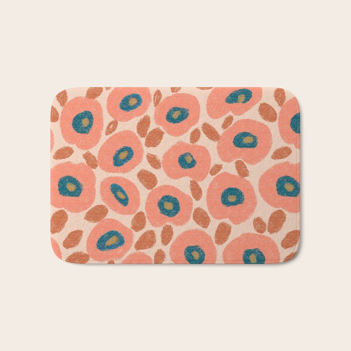 Textured Bold Flower - Peach Bath Mat Gallery Image 1