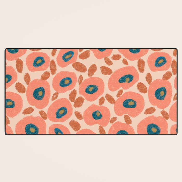 Textured Bold Flower - Peach Desk Mat Gallery Image 3