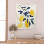 Mediterranean lemon branch pattern Wall Tapestry Gallery Image 2