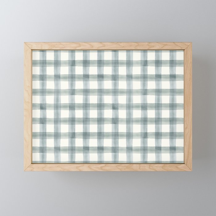 watercolor plaid - muted blue Mini Art Print Gallery Image 1