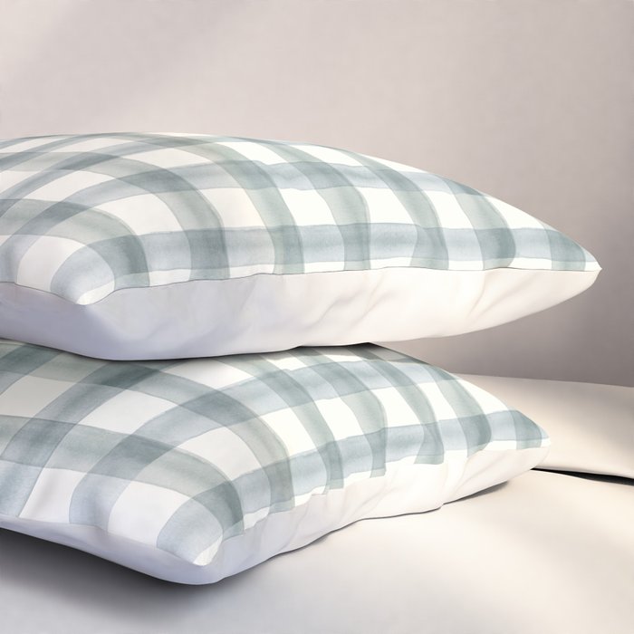 watercolor plaid - muted blue Pillow Sham Gallery Image 3