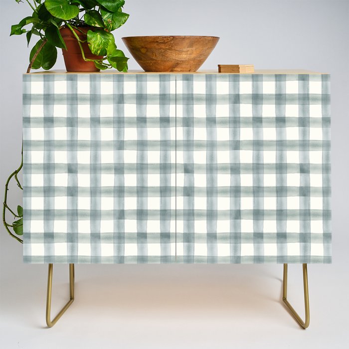 watercolor plaid - muted blue Credenza Gallery Image 1