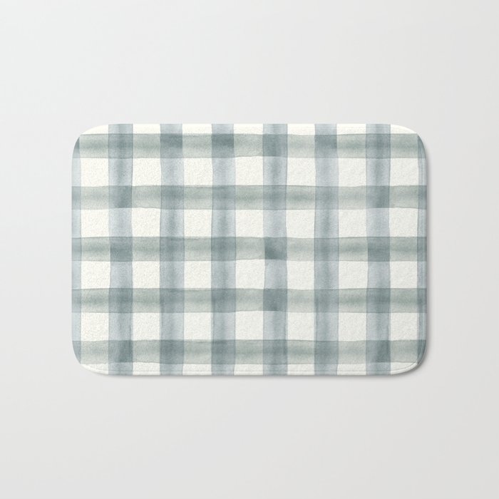 watercolor plaid - muted blue Bath Mat Gallery Image 1
