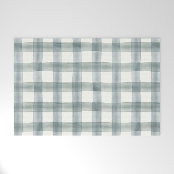 watercolor plaid - muted blue Welcome Mat Gallery Image 1