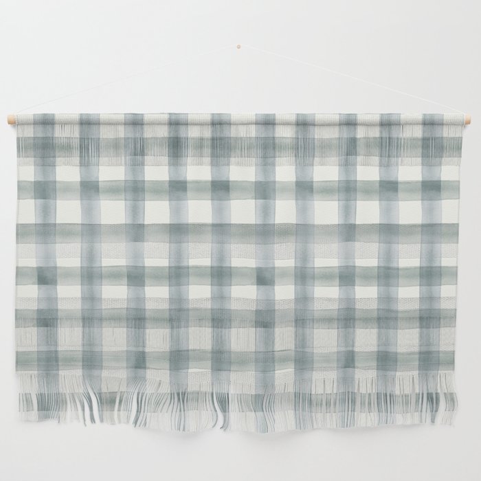 watercolor plaid - muted blue Wall Hanging Gallery Image 1