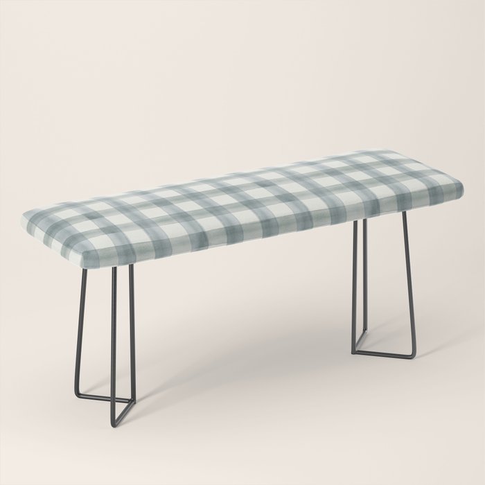 watercolor plaid - muted blue Bench Gallery Image 1