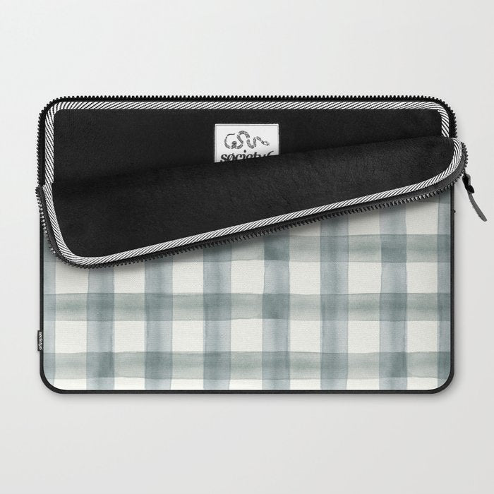 watercolor plaid - muted blue Laptop Sleeve Gallery Image 2