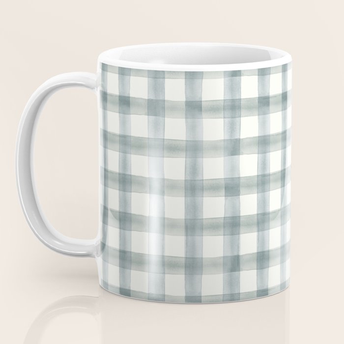 watercolor plaid - muted blue Coffee Mug Gallery Image 3