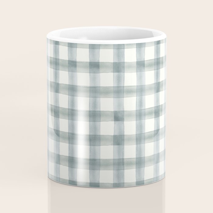 watercolor plaid - muted blue Coffee Mug Gallery Image 4