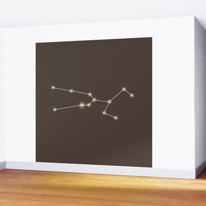 Taurus Zodiac Star Constellation Line Art Coffee Brown Wall Mural Gallery Image 2